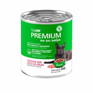 Premium Lata Gato Adulto Trocitos con Pollo en Salsa