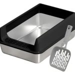 Arenero Gatos Grande Baño Sanitario Acero Inoxidable Con Pala Negro