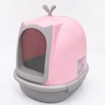 Baño Cerrado Para Gatos Diseño Ballena Rosado Anti-Olor y Salpicaduras XXL