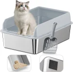 Arenero Gatos Grande Baño Sanitario Acero Inoxidable Con Pala Gris - Imagen 2