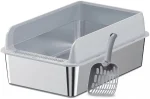 Arenero Gatos Grande Baño Sanitario Acero Inoxidable Con Pala Gris